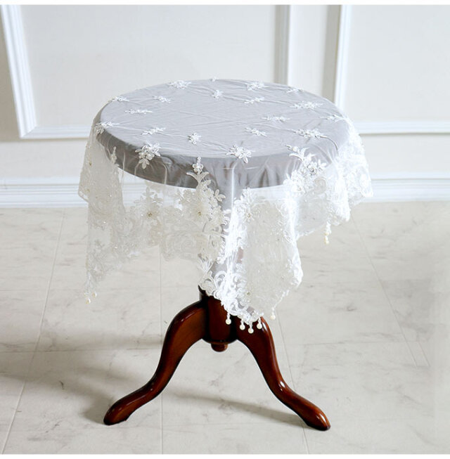 フレンチレーステーブルクロス ホワイト 85×85cm｜おしゃれインテリア