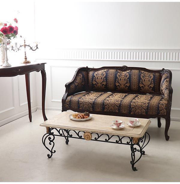 輸入家具 英国調 ラウンジソファ 2P アンティーク調 ソファー 二人掛け
