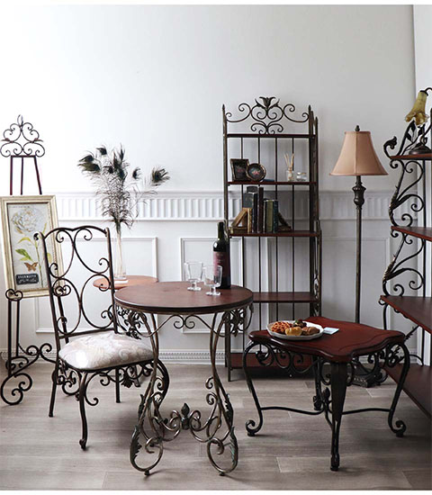 アンティーク調 大理石使用 アイアンサイドテーブル 花台 フラワー