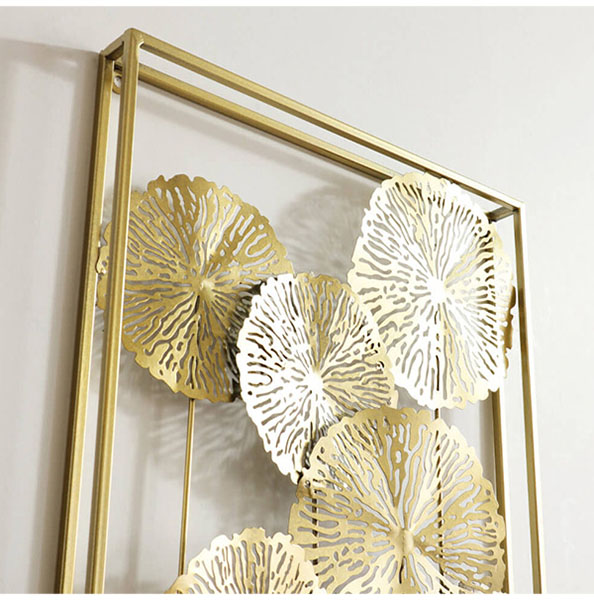 壁面をおしゃれに演出 ウォールアートパネル ロータス（ゴールド