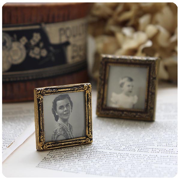 デンマーク アンティーク ミニフォトフレーム 2個セット 写真立て K-438