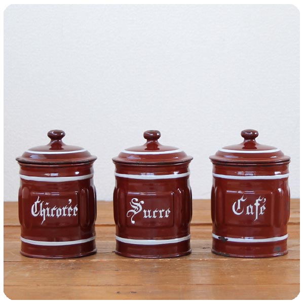 フランスアンティークホーローアールヌーボー可憐な花柄キャニスター5