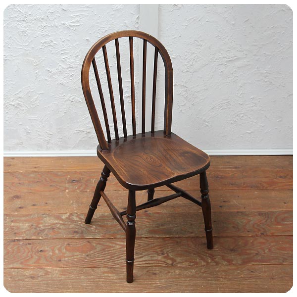 英国アンティーク木製ホイールバックチェア/ダイニングイス/椅子(91