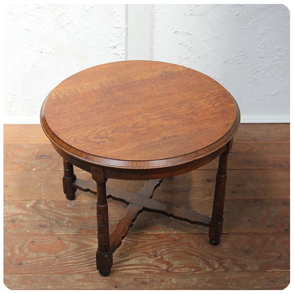 イギリス アンティーク オーク ラウンドテーブル 古木 ローテーブル