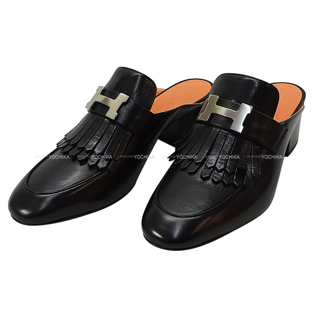 HERMES エルメス ミュール フリンジ サンダル チュイルリー 黒