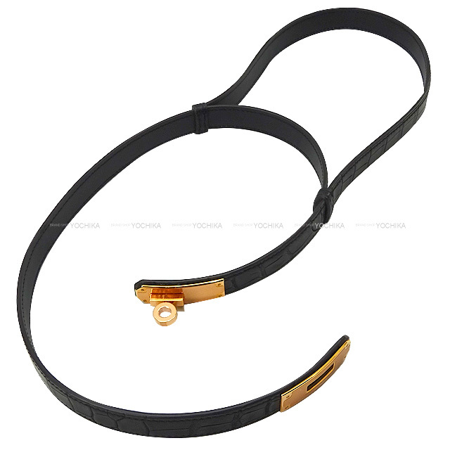 HERMES エルメス ベルト ケリーベルト18 黒 (ブラック) クロコダイル