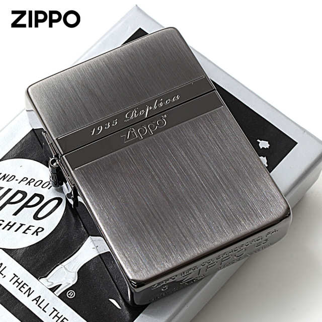 Zippo ジッポー 1935レプリカ ミラーライン ブラックニッケル サテーナ