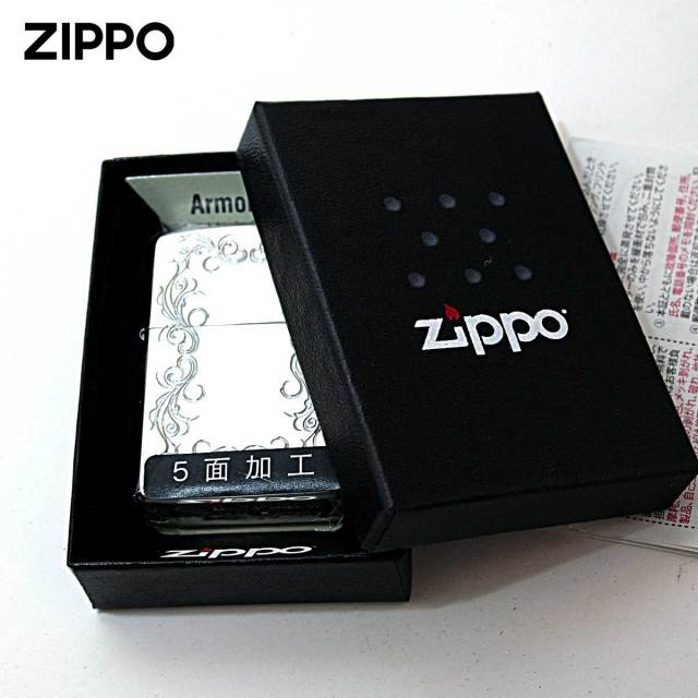 Zippo ジッポー アーマー 5面 アラベスク 唐草 アンテーク風 シルバー
