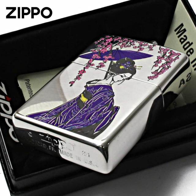 Zippo ジッポー 芸者 GEISHA 和柄 藤色 1201S898｜Zippo専門店