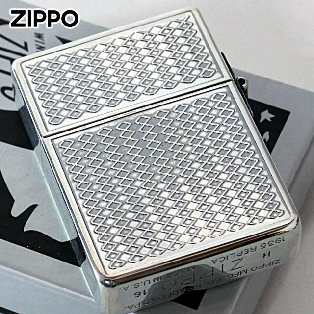 Zippo ジッポー 1935レプリカ グリルメッシュ シルバーいぶし 両面加工