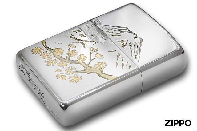 Zippo ジッポー スターリングシルバー 純銀 No.15 桜富士｜Zippo専門店