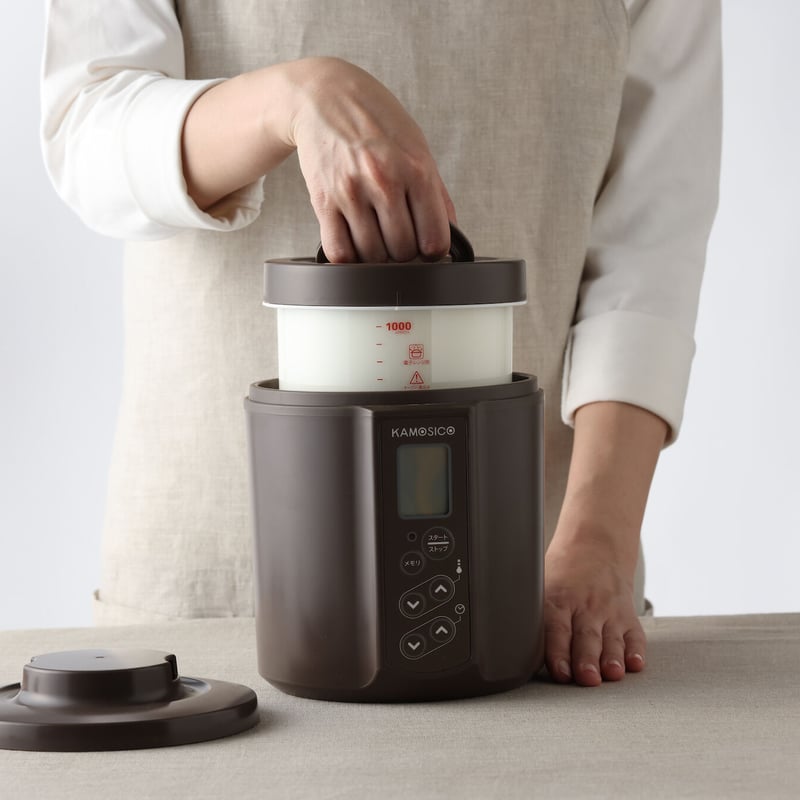 ヨーグルトメーカー】KAMOSICO ガラス容器2個付きセット（ブラウン