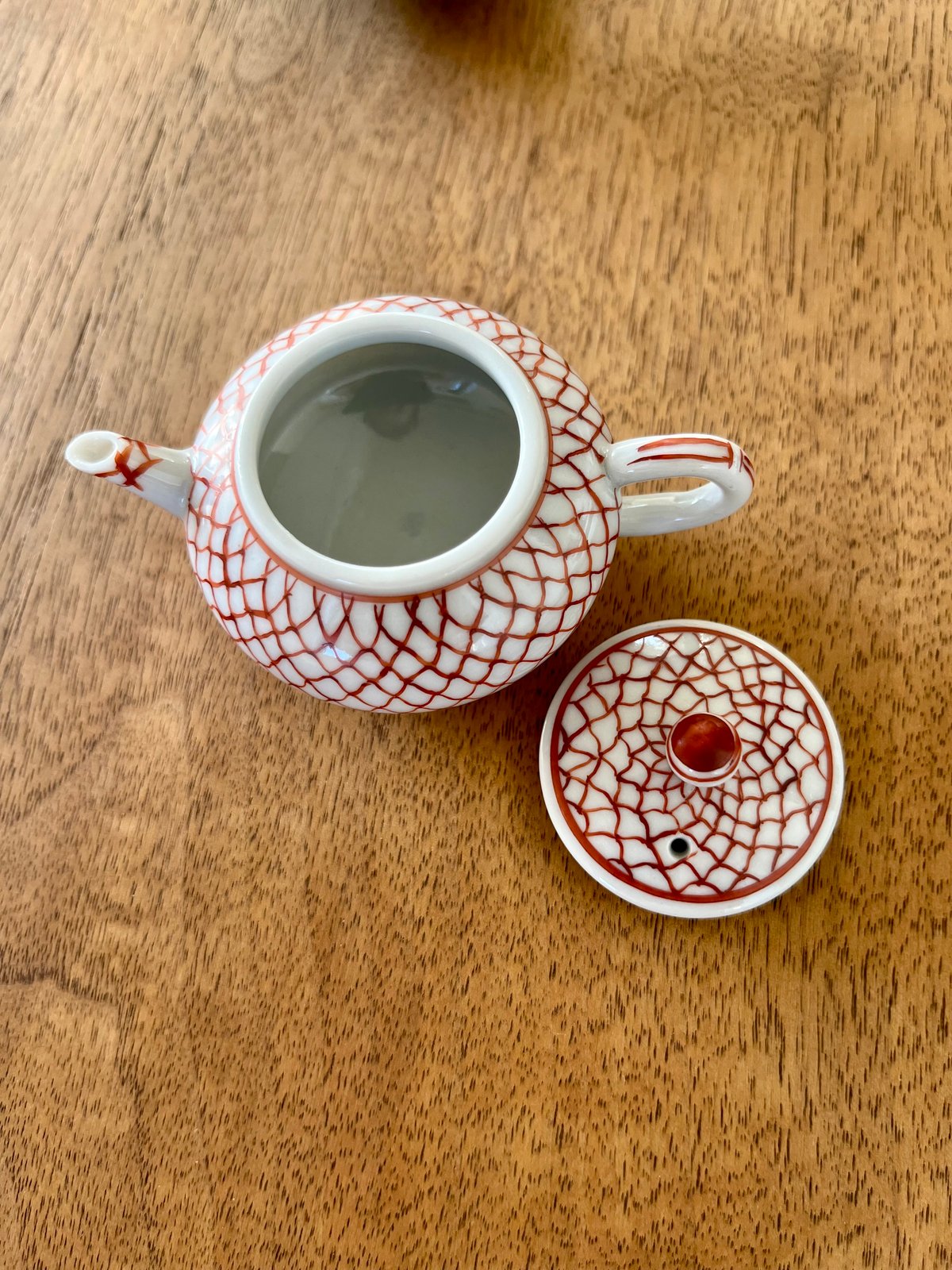 九谷焼 赤絵網目文様蓋付水滴 | 上杉文林堂