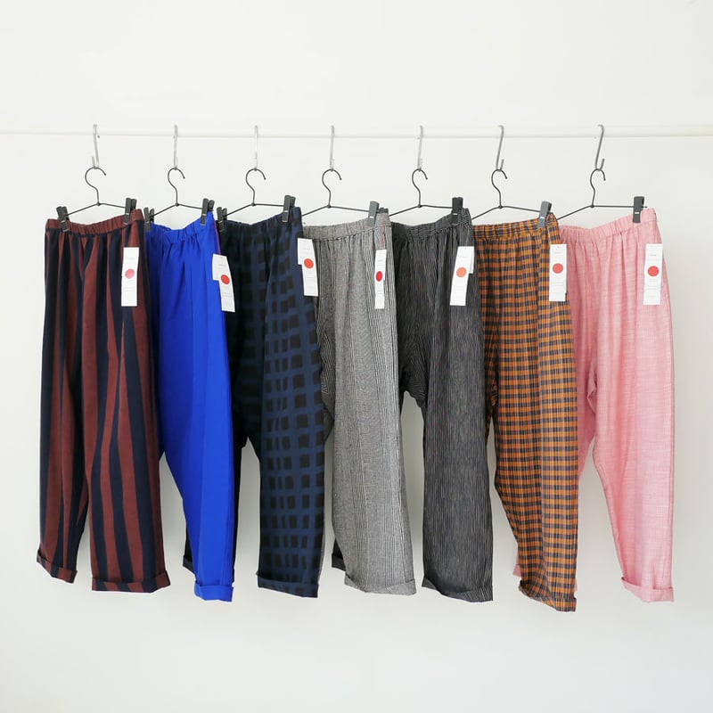 久留米かすり｜kasuri wide pants｜絣ワイドパンツ ｜大縞｜GOUACHE FU