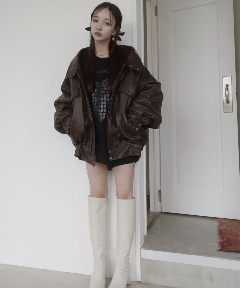 ウォッシュレザーブルゾン /Faux Leather Blouson | FICTION TO