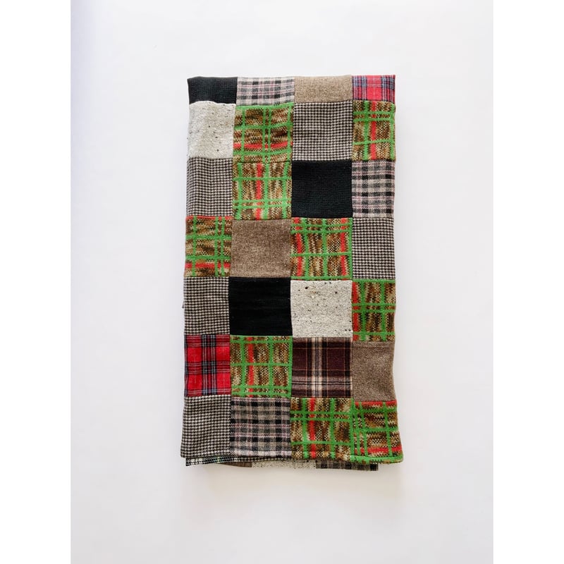 Patchwork Blanket /Green fuzz パッチワークブランケット | E&A