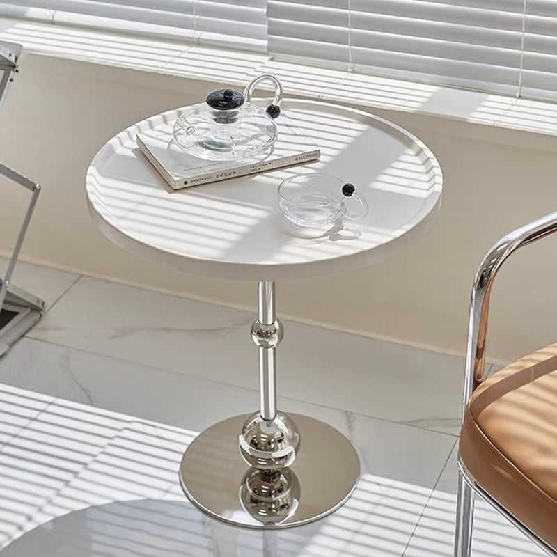 シルバー レッグ ラウンド サイドテーブル ホワイト | 70PARK