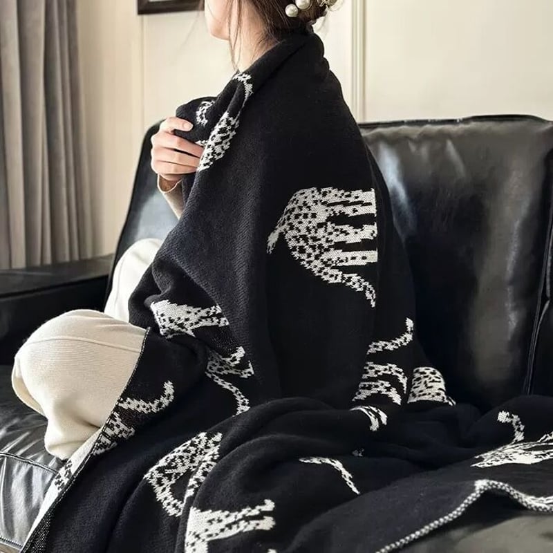 モチーフ編み☆マルチカバー☆膝掛け☆ブランケット☆レトロポップ☆黒