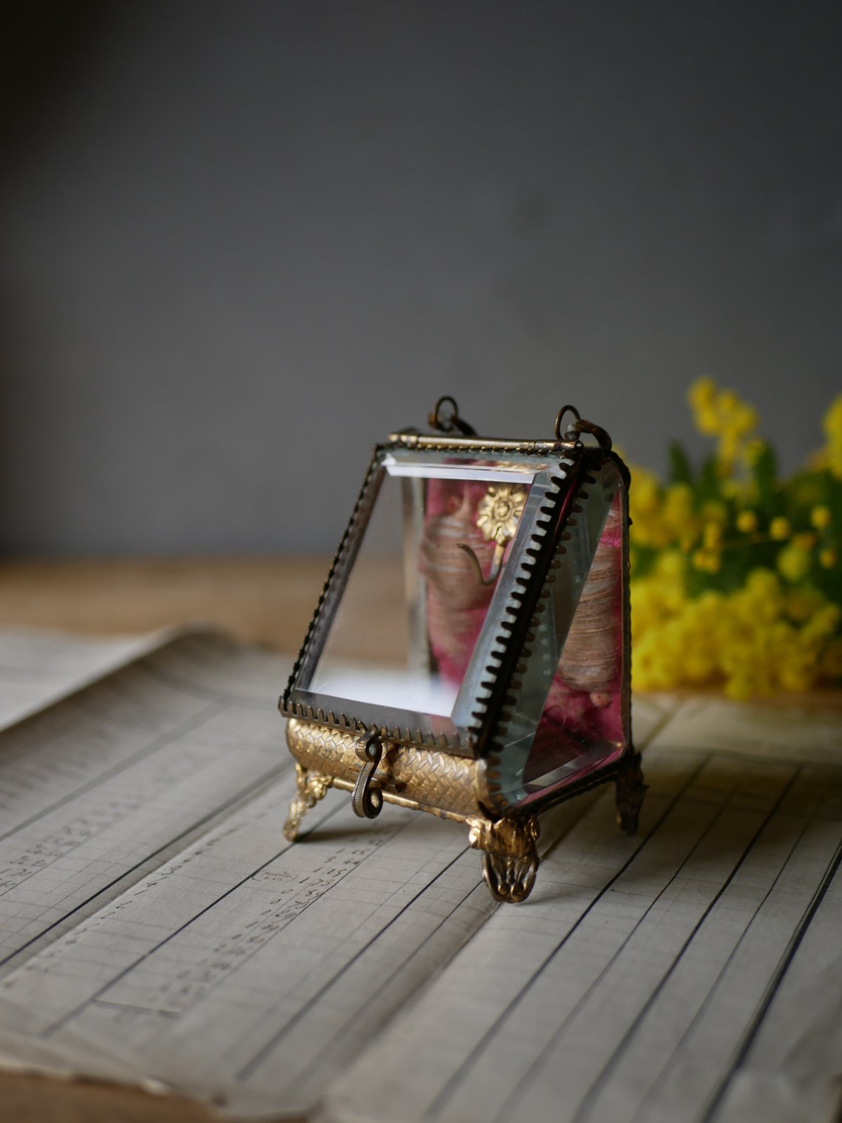 懐中時計 ガラスのジュエリーケース フランスアンティーク