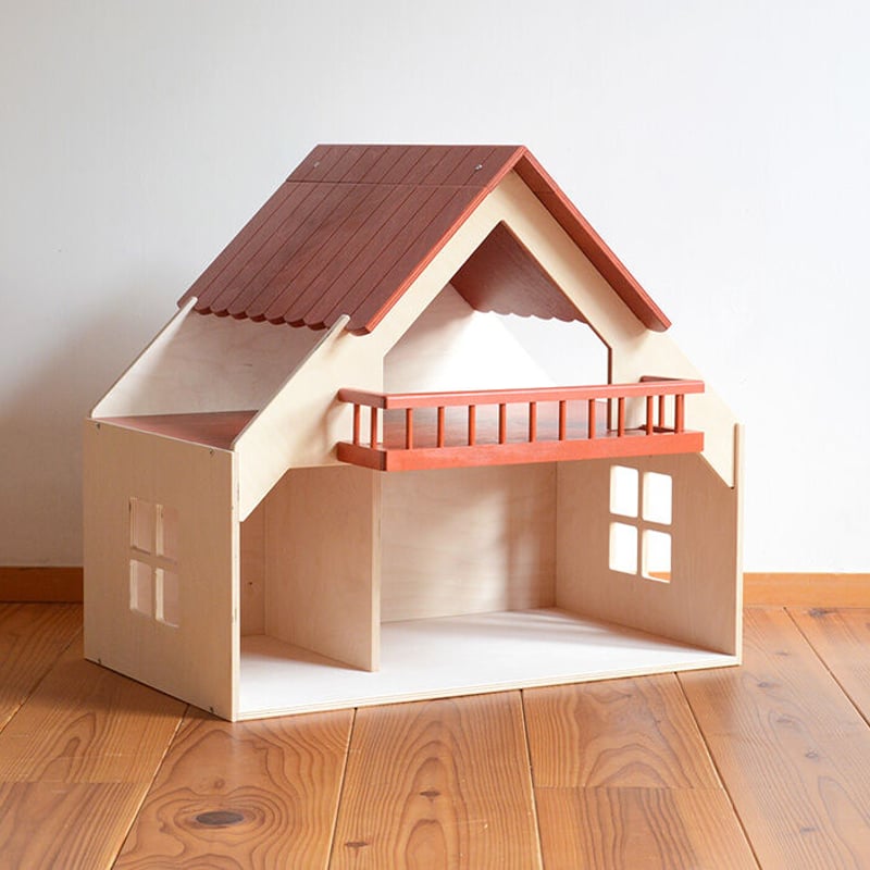 ドールハウス/本体のみ】〈3才-〉リュルケ バルコニー付きの家 赤