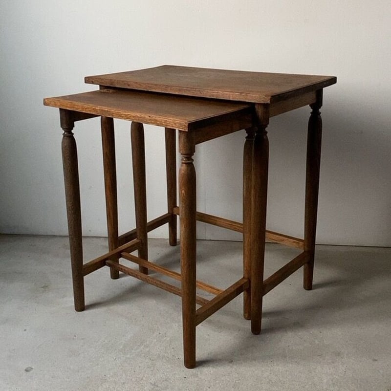 アンティーク ネストテーブル 2台入れ子机 木製無垢 ヴィンテージ 家具
