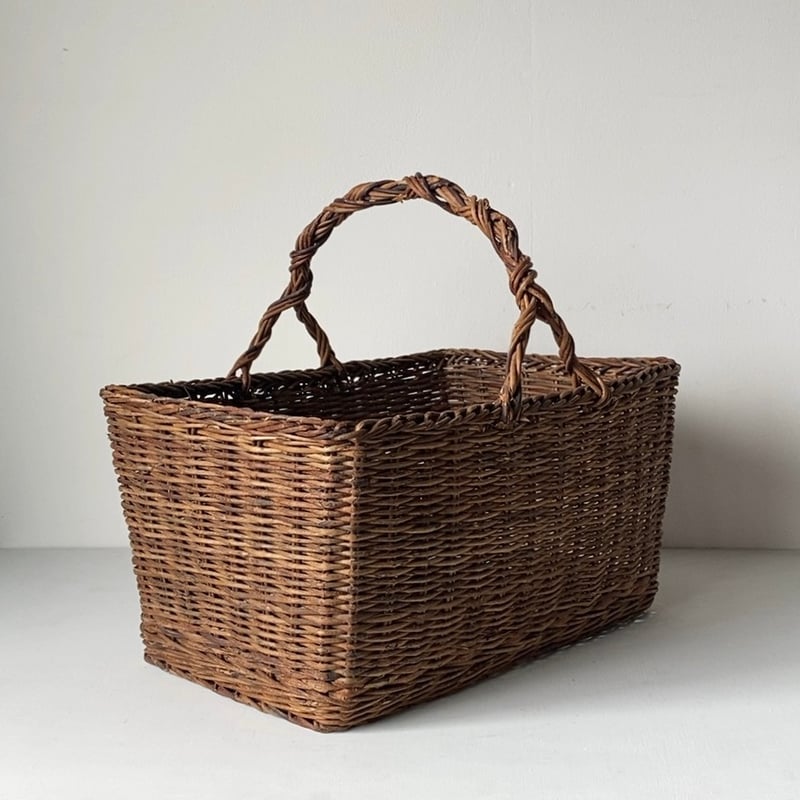 古いアケビの市場籠 made in 青森 日本製 ワンハンドルバスケット