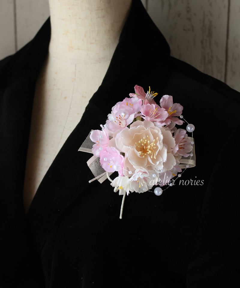 フランシーヌ ふわり桜ピンクのコサージュ 卒業式や入学式に 親子