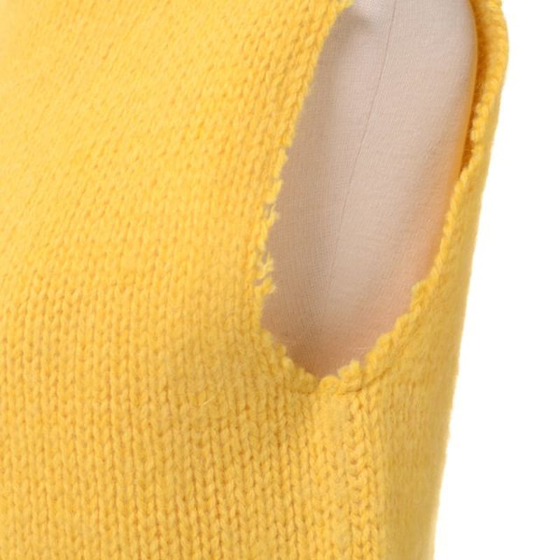 ラフシモンズ RAF SIMONS ニットベスト ウールモヘア イエロー | YOKOAUNTY