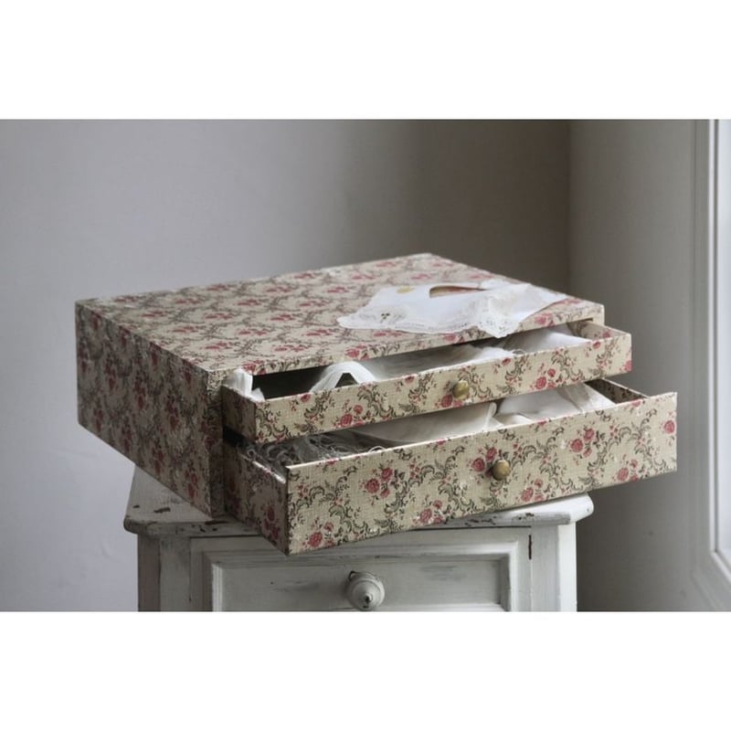 フレンチアンティーク 2段小箱 アンティーク 箱 box カルトナージュ 紙