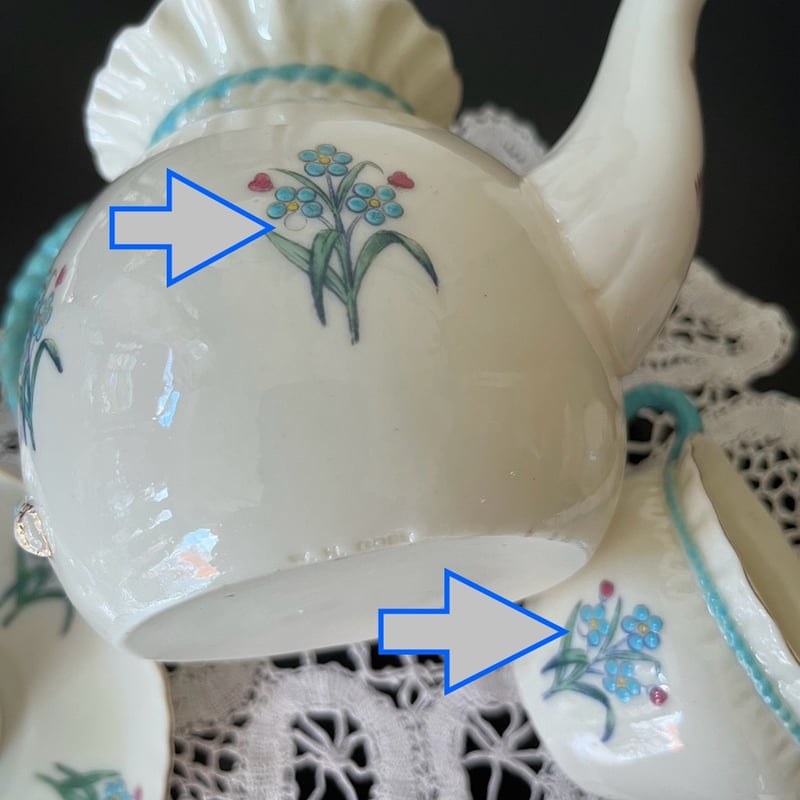 ○po-95/W.H.Goss 忘れな草のティーセット ティーポット＆カップ