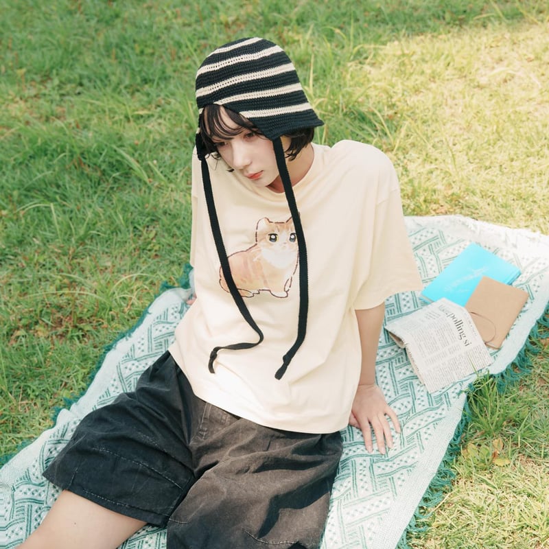 GENTLE CAT TEE（mochiNeko） - ホワイト | harapeco Store