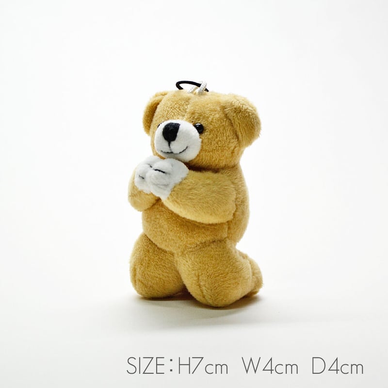 お祈りクマさんストラップ 002 ぬいぐるみストラップ ホワイト