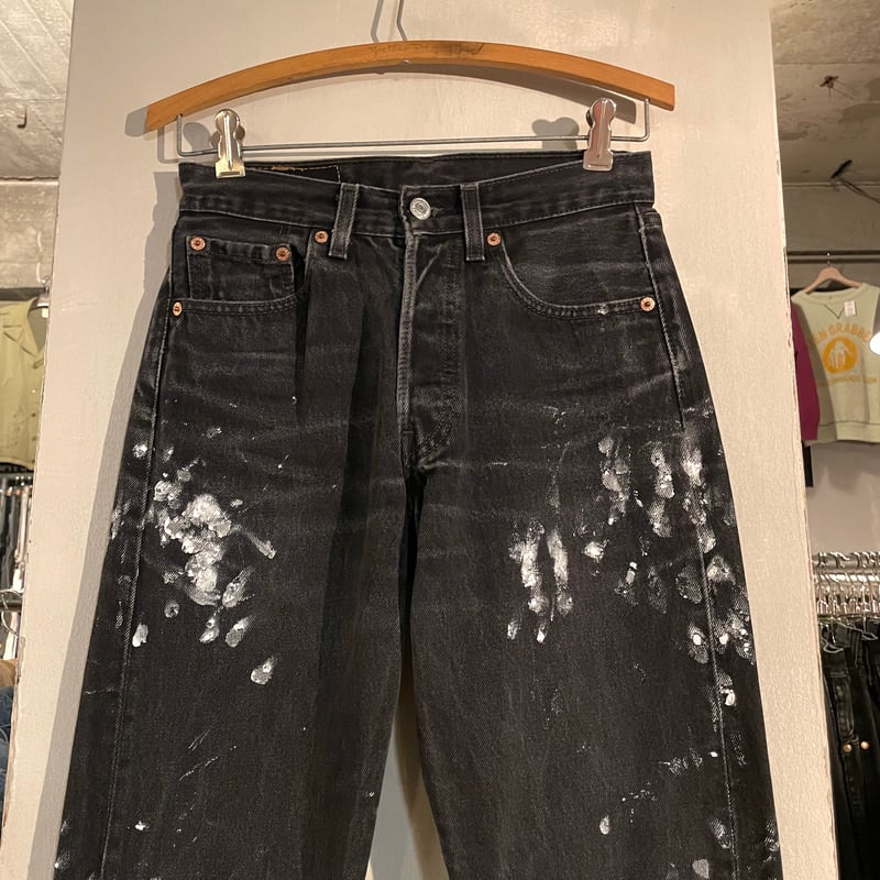 90s Levi's 501 後染めブラックデニム パンツ 27×30 USA製 FOR WO
