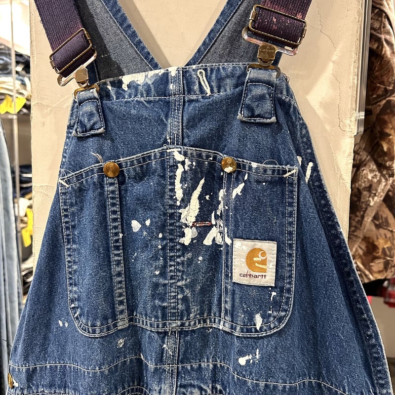 90s Carhartt デニムオーバーオール カーハート ペンキ飛び 雰囲気系