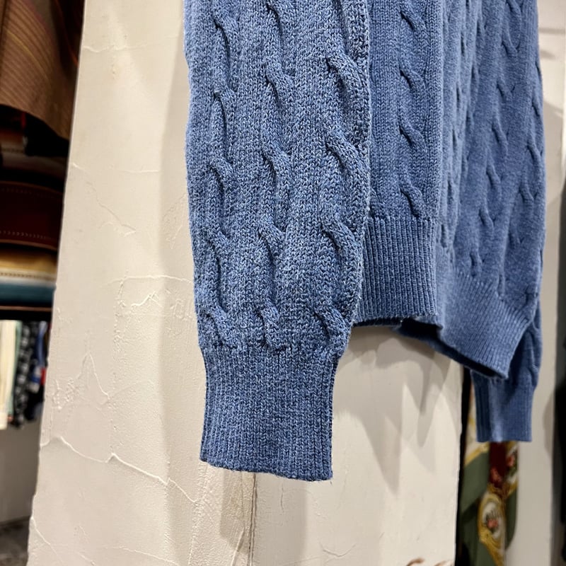 POLO Ralph Lauren ハーフジップケーブルニット ラルフローレン 水色 M