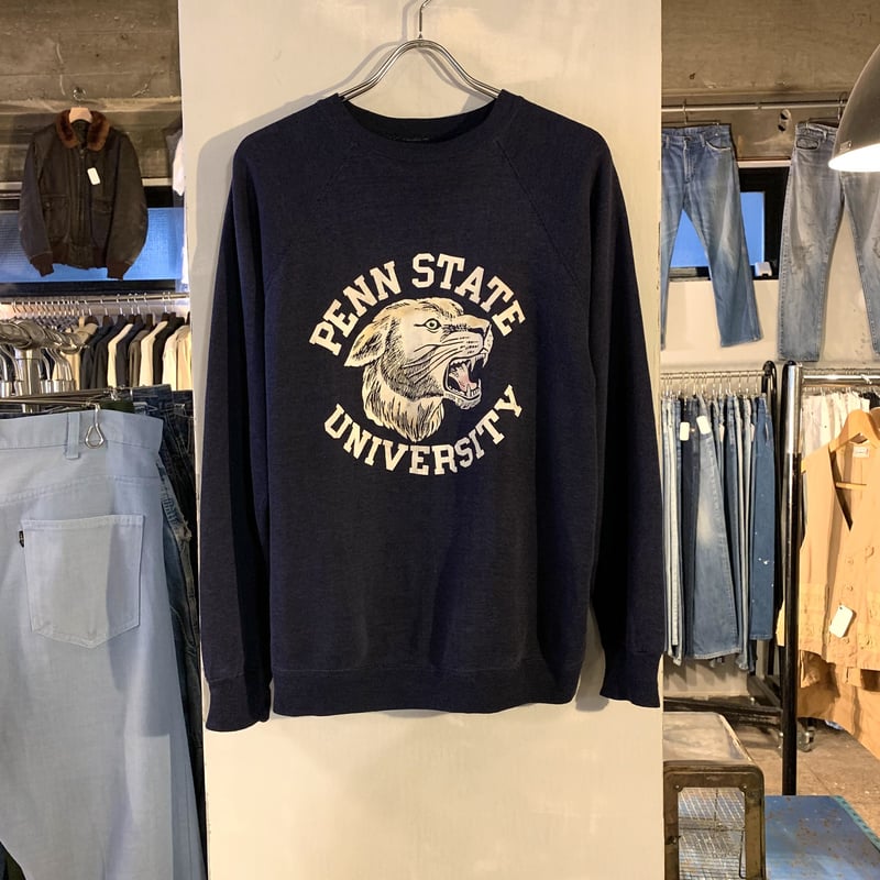 80s L/S Vintage Sweat カラーフロッキー PENN STATE UNIVE