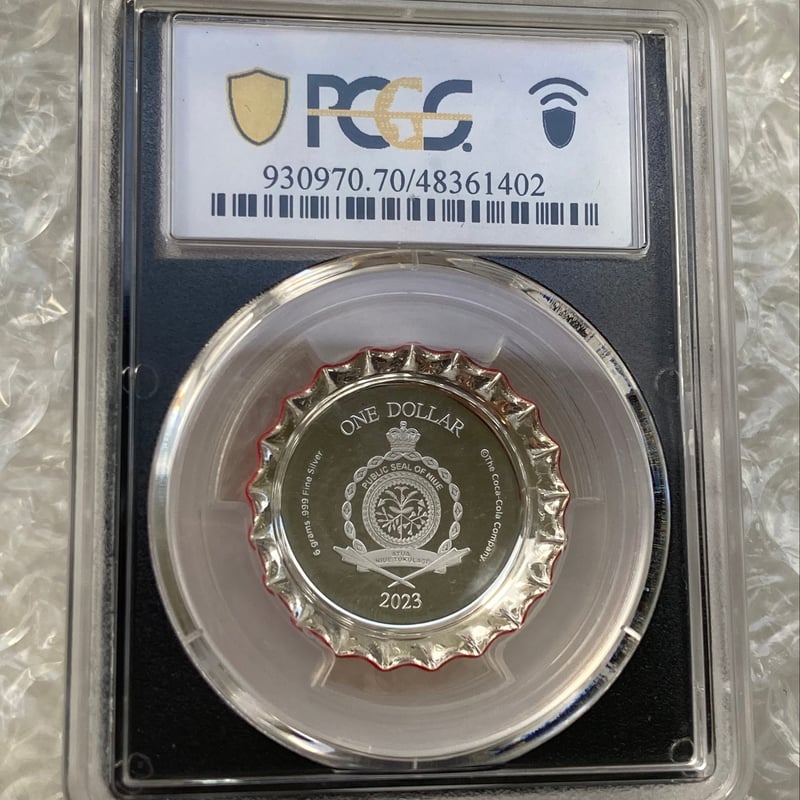 PCGS鑑定70+FS】ニウエ国 1ドル コカコーラ ボトルキャップ 銀貨