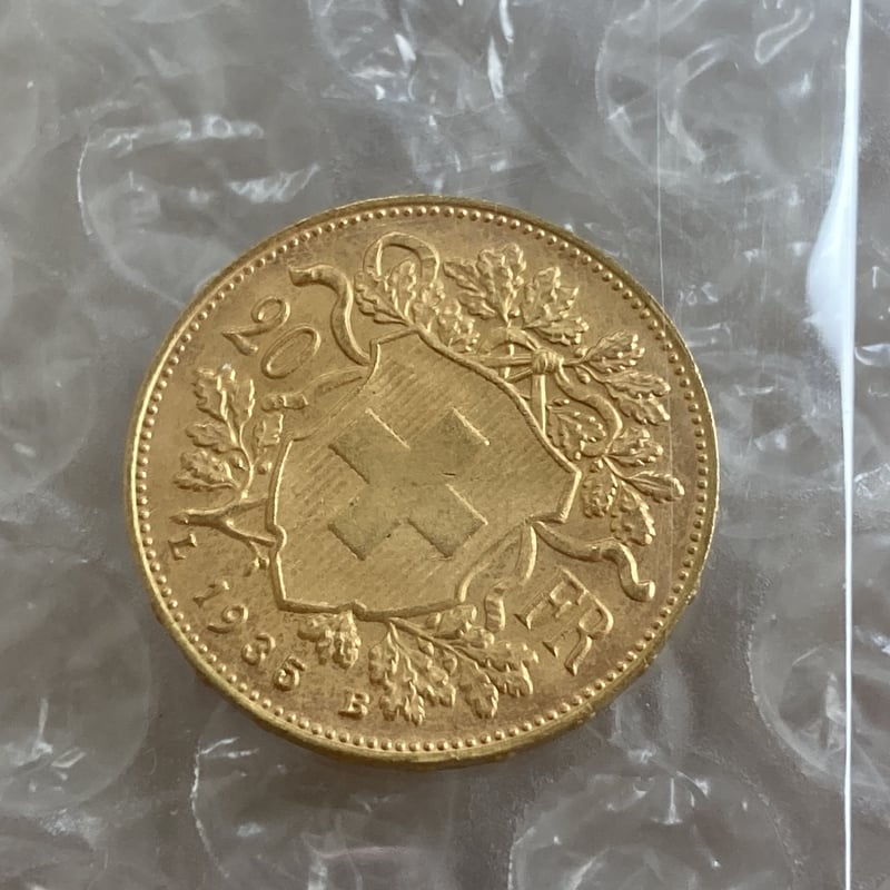 美品・未鑑定品 1935年LB スイス 20フラン金貨 ゴールド アルプスの