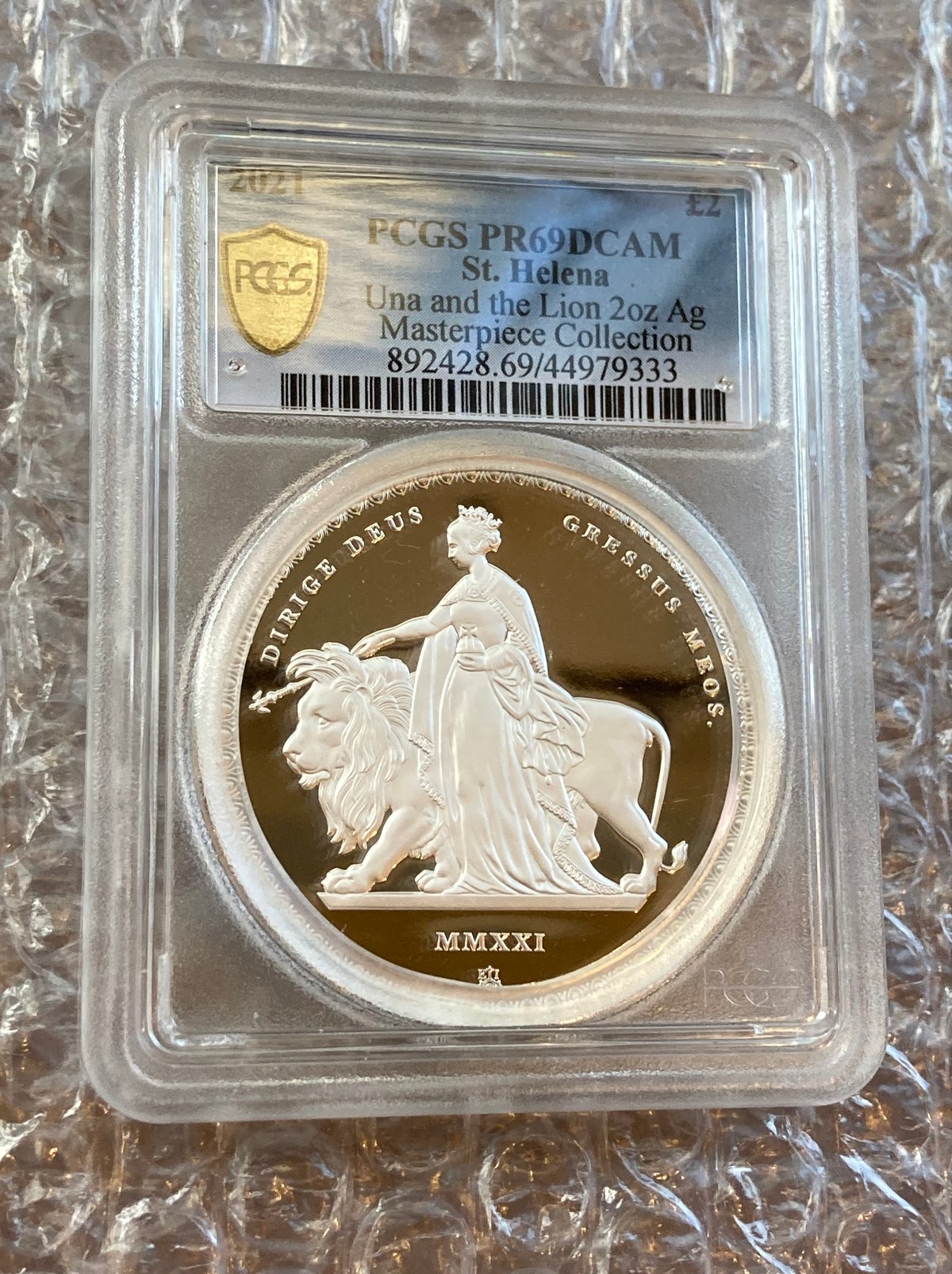 PCGS鑑定PR69】ウナとライオン 2021年 セントヘレナ造幣局