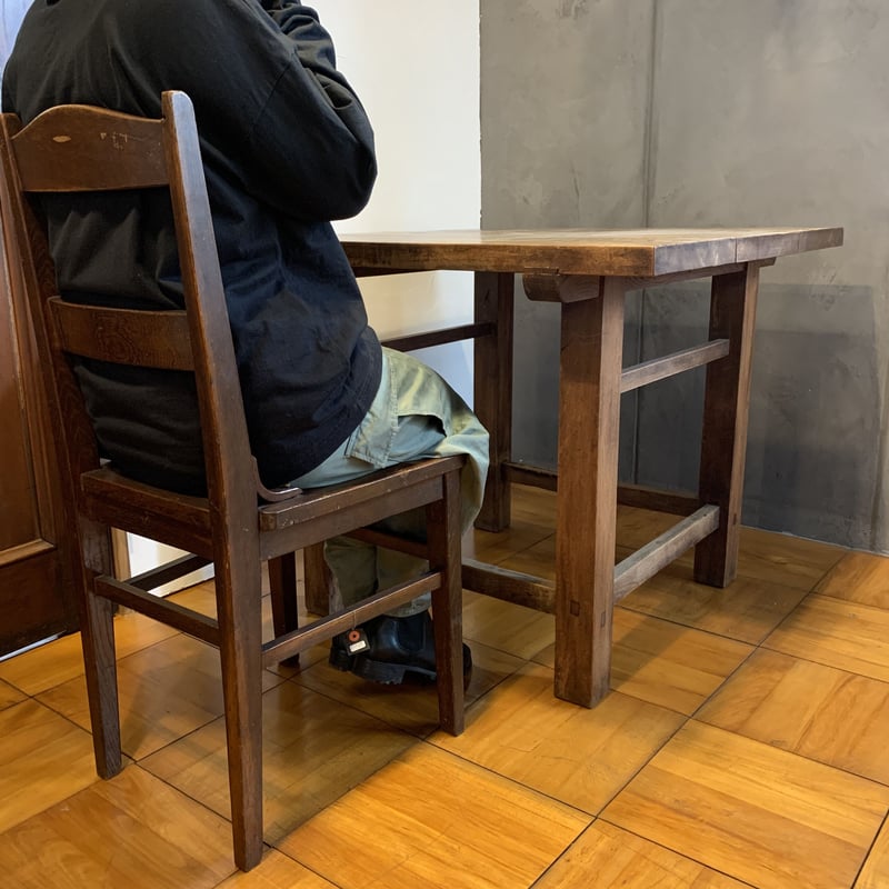 古いテーブル ダイニングテーブル 正方形 作業台 木製 昭和初期 収納