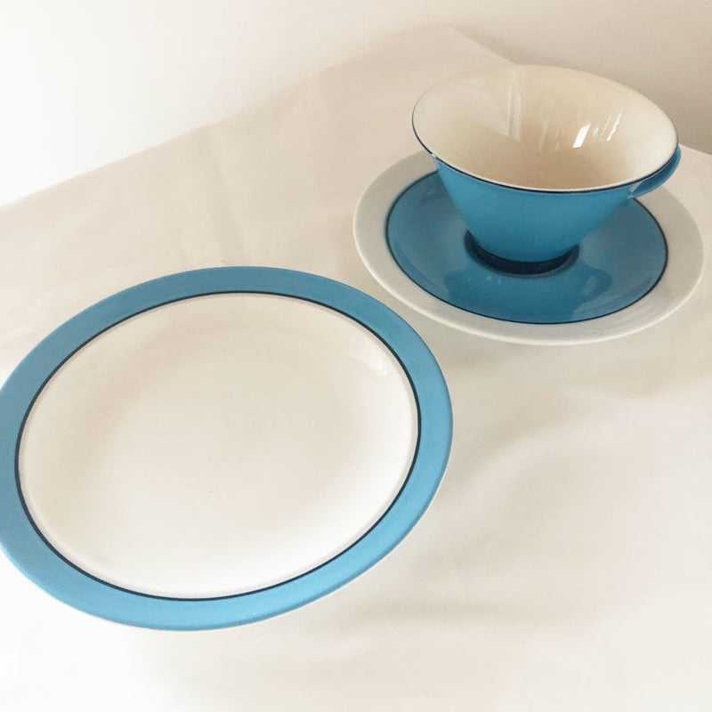 ARABIA： Harlekin Turkosティーカップ トリオセット | 雑貨店hazina