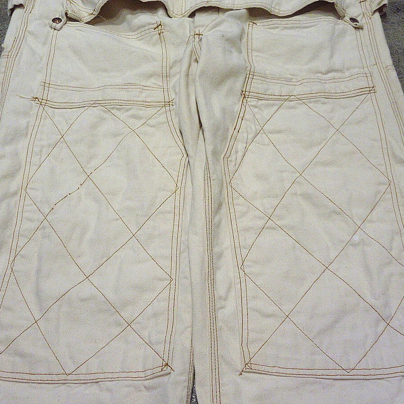 ビンテージ70's○BIG MACエプロン付きダブルニー生成りオーバーオール