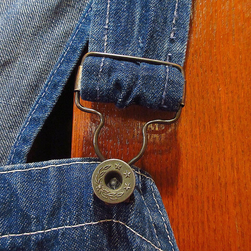 ビンテージ40's○月桂樹ボタンデニムオーバーオール実寸W114cm