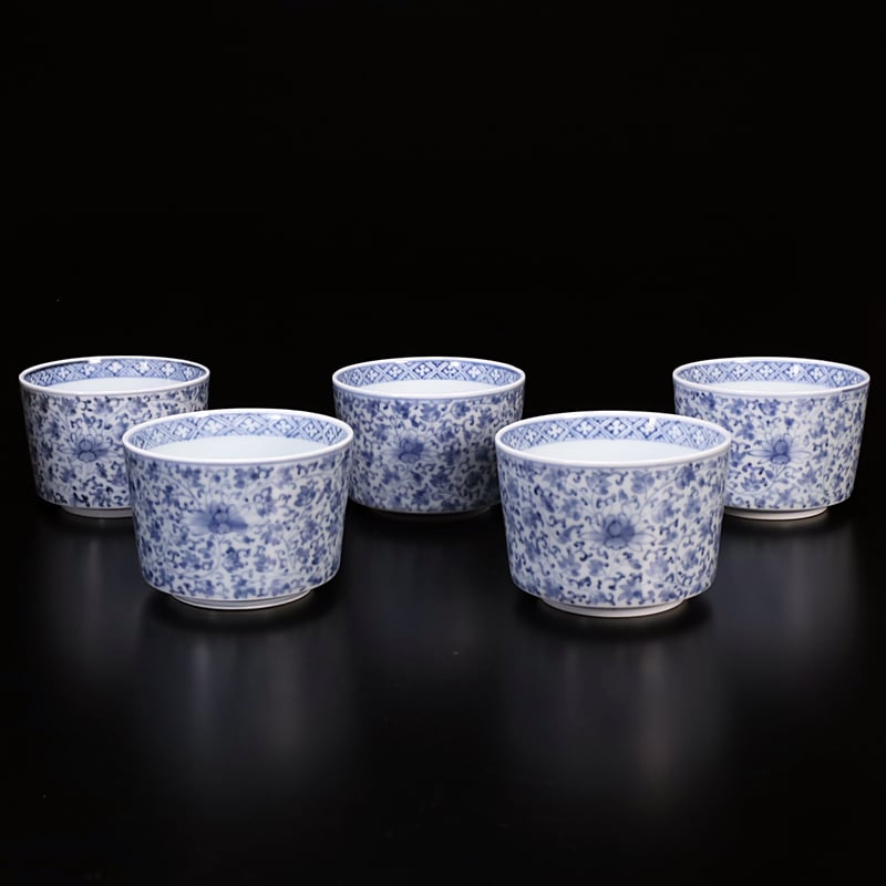 古伊万里 染付花唐草文向付 五客揃 | LYAN ARTS' Collection onli