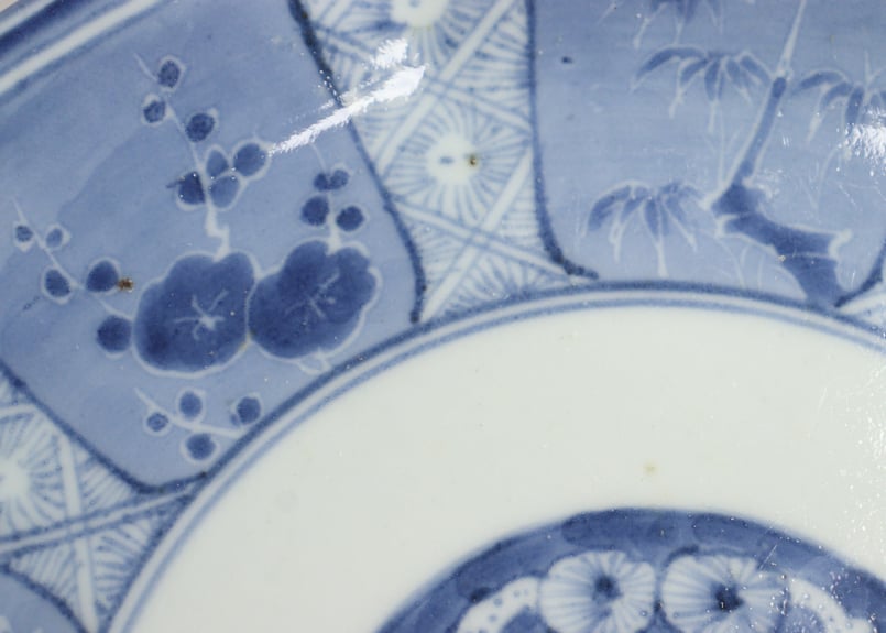 江戸後期染付松竹梅図八角皿② 高台傷 | 吉祥寺PukuPuku