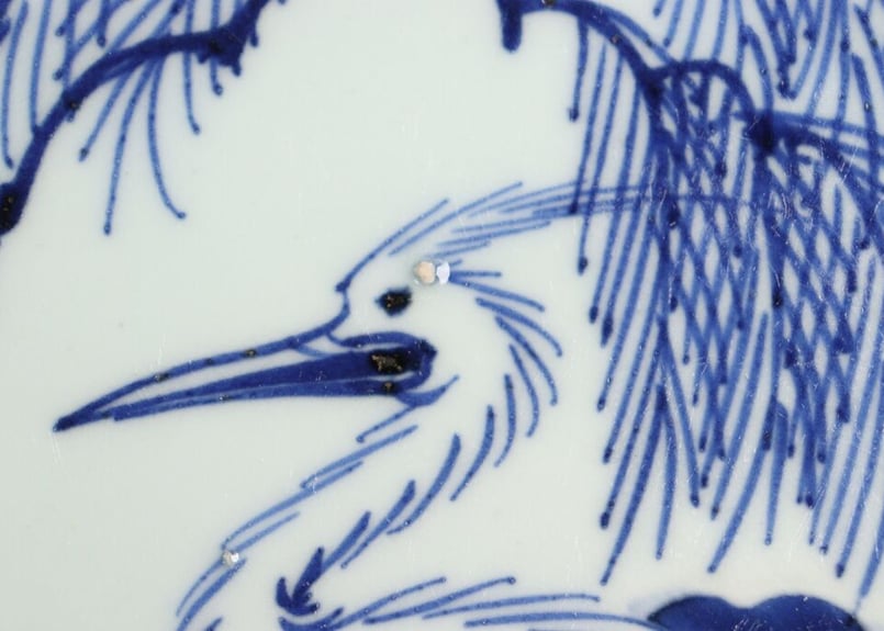 江戸幕末染付柳に鷺図9寸皿 ニュウ | 吉祥寺PukuPuku