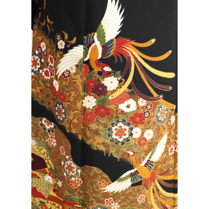 K7】伝説の鳥鳳凰が描かれた黒留袖 楽園 礼装 帯セット 正絹 | kimonoSTORE