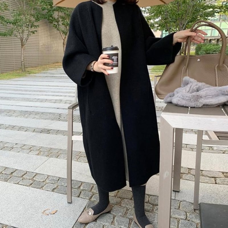 ノーカラーコート ウールコート コート ジャケット アウター 春秋 綺麗