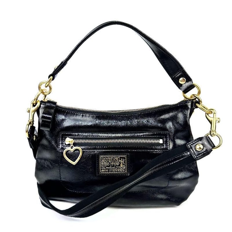 コーチ 2way ショルダーバッグ F20017 パテントレザー ブラック 黒