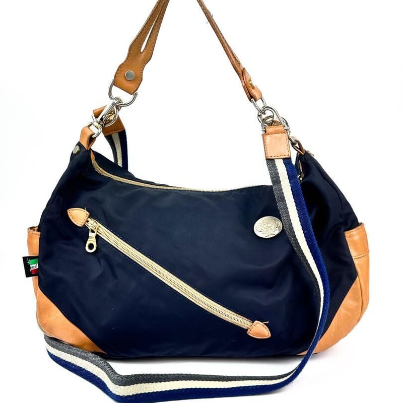 オロビアンコ 2wayバッグ ナイロンレザー トートーバッグ ネイビー PC